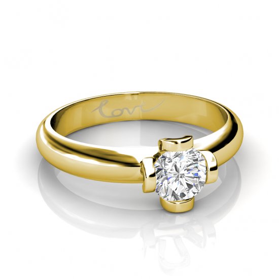 Into My Arms | Round Diamond Ring | 18K Yellow Gold - Click Image to Close