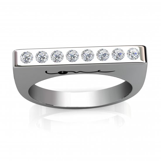 Evolve Love Ring - 2.4 Square 18k White .40ct - Click Image to Close