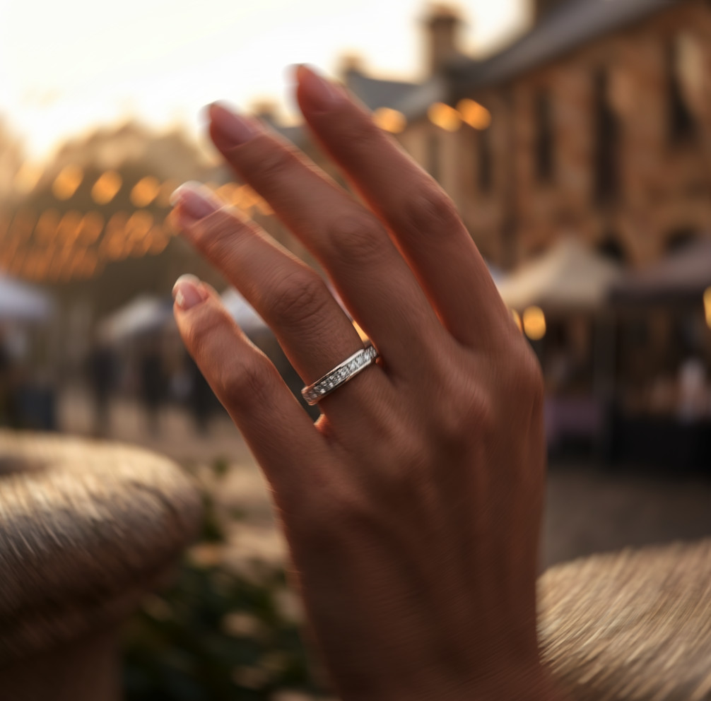 Wedding Ring with Channel Set Diamonds All You Need Is Love ll