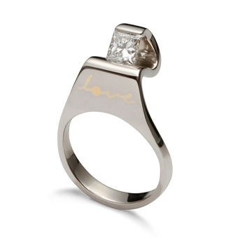 Hold Hands Ring |Engagement Ring with Princes Diamond | Platinum